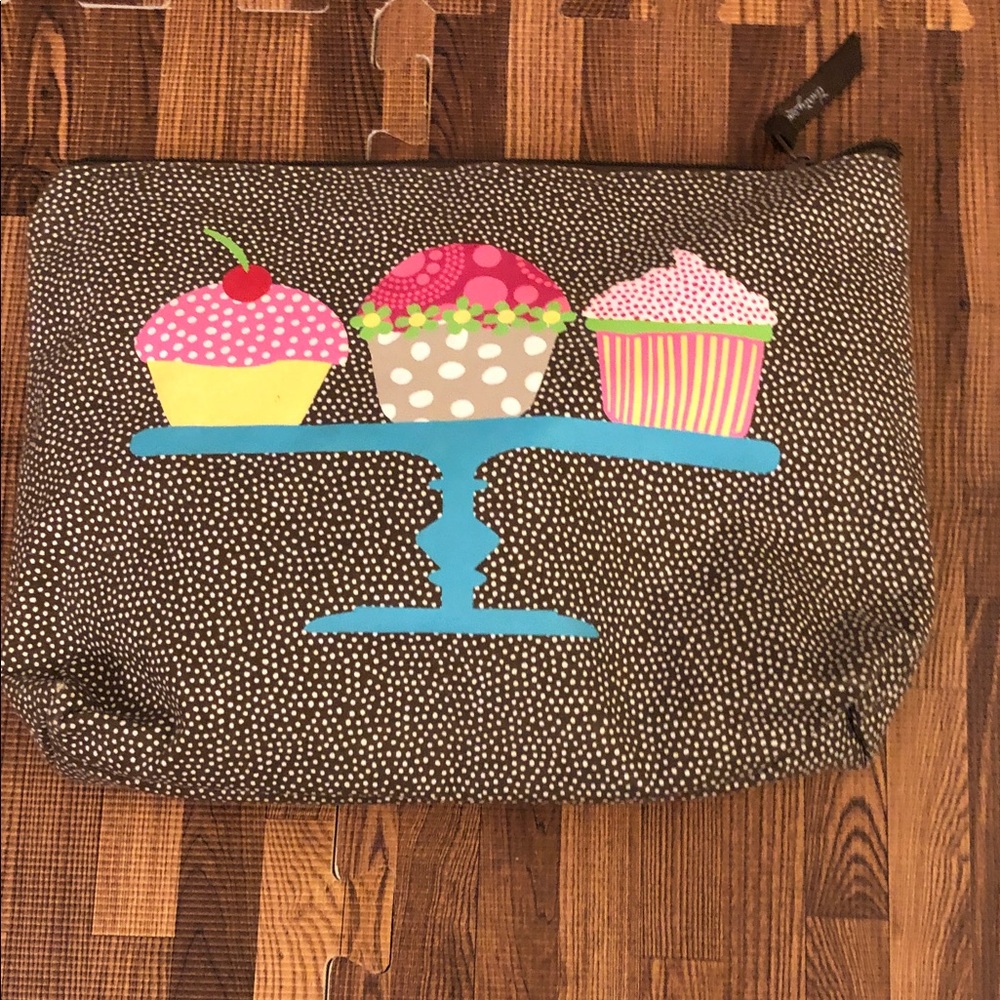 thirty-one Speckled Dot Zip Pouch in Brown and Cream